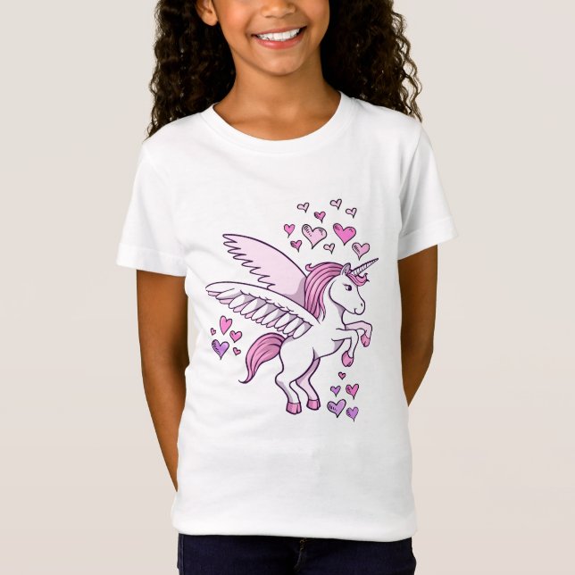T-tröja för UnicornPegasus hjärtor T Shirt (Framsida)