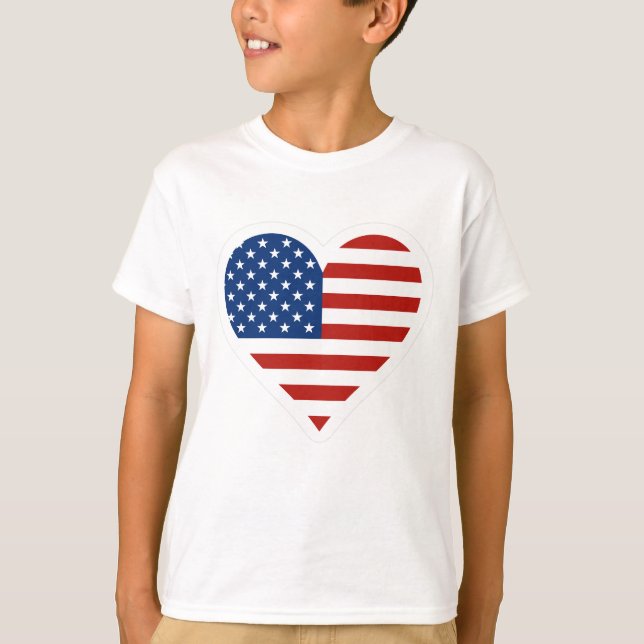 T-tröja för US-flaggahjärta T-shirt (Framsida)