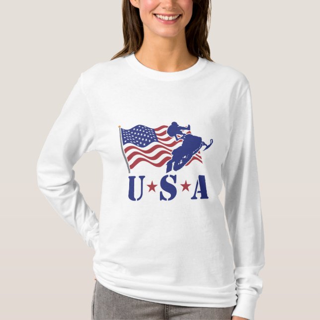 T-tröja för USA Snowmobilelångärmad T-shirt (Framsida)