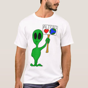 T-tröja för utomjordingarkärlekjord tee shirt