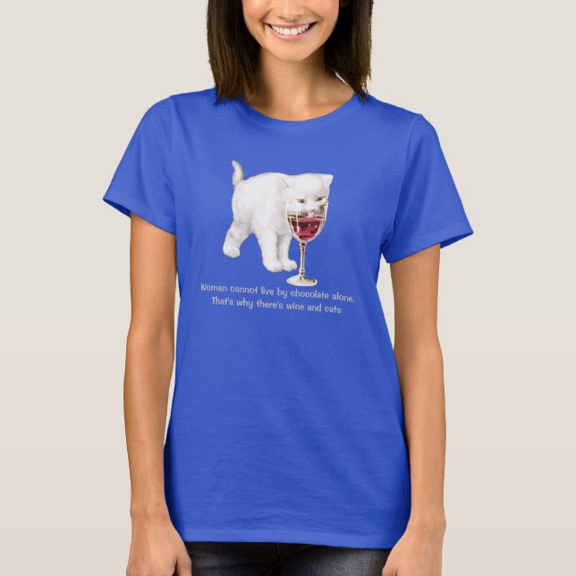 T-tröja för vin- och kattälskarecitationstecken t-shirt (Framsida)