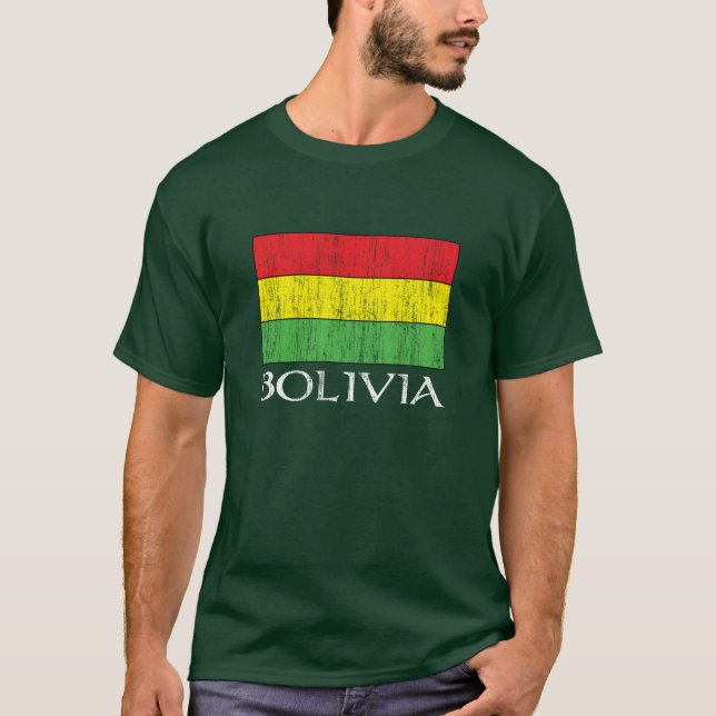 T-tröja för vintageBolivia flagga Tröja (Framsida)