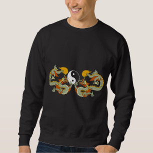 T-tröja för Yin Yang drakesvart Sweatshirt