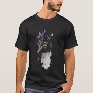 T-tröja fransk tjurhund för gangster som röker t shirt