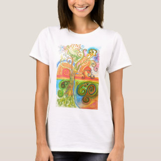 T-tröja med det färgglada Psychedelic Swirly träd T-shirt