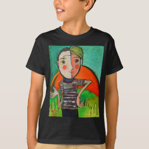 T-tröja med stylized "pojkesnille" bild t-shirt