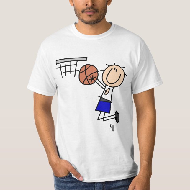 T-tröja och gåvor för baskethoppskottblått tee shirt (Framsida)