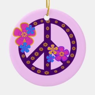 T-tröja och gåvor för blommafredsymbol julgransprydnad keramik