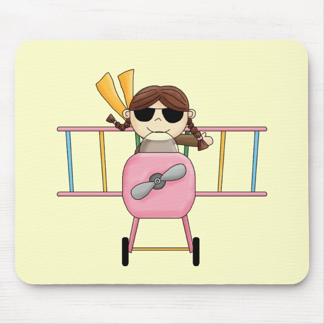 T-tröja och gåvor för flicka pilot- musmatta (Framsidan)