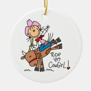 T-tröja och gåvor för rittEm-Cowgirl Julgransprydnad Keramik