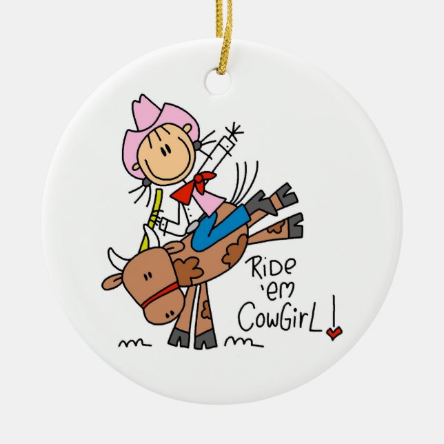T-tröja och gåvor för rittEm-Cowgirl Julgransprydnad Keramik (Framsidan)