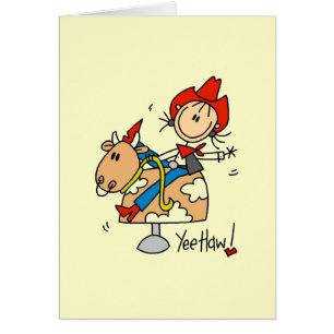 T-tröja och gåvor för stick figurCowgirlYee Haw OBS Kort