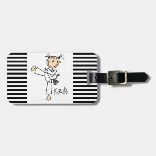 T-tröja och gåvor för stick figurflickaKarate Bagagebricka