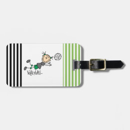 T-tröja och gåvor för stick figurflickavolleyboll bagagebricka