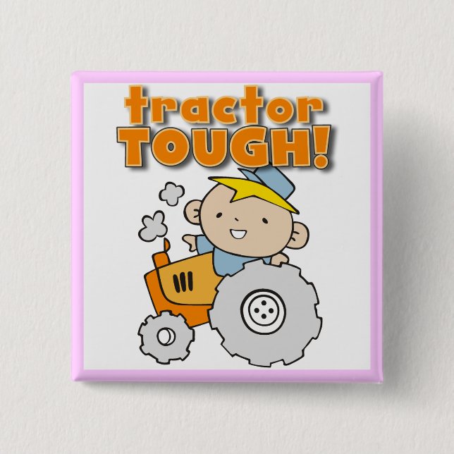 T-tröja och gåvor för traktor tuffa knapp (Framsida)