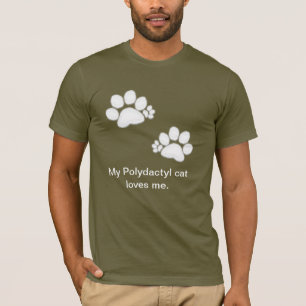 T-tröja - Polydactyl tass avtryck i vit T Shirt