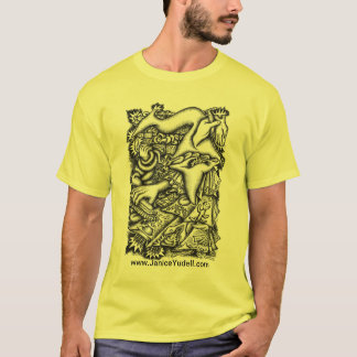 T-tröja - portionhänder - Janice Yudell - gult Tee Shirt