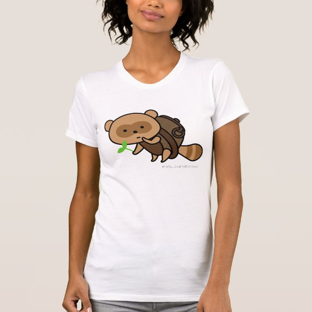 T-tröja - TeaKettle Tanuki med löv T-shirt (Framsida)