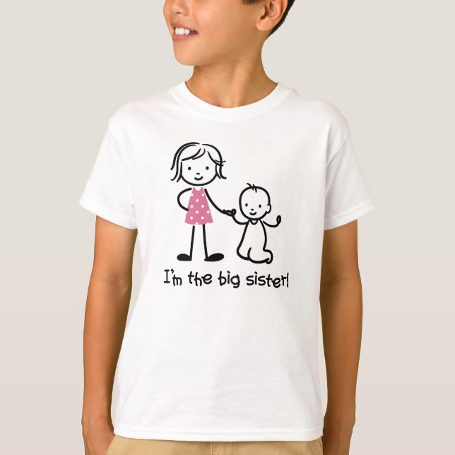 T-tröjor för Stick figurer, Big Sister, för flicko T-shirt (Framsida)