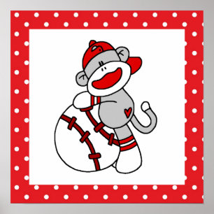 T-tröjor och gåvor från sock monkey Baseball Poster