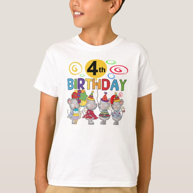 T-tröjor och presenter av möss 4e födelsedagen t shirt (Framsida)