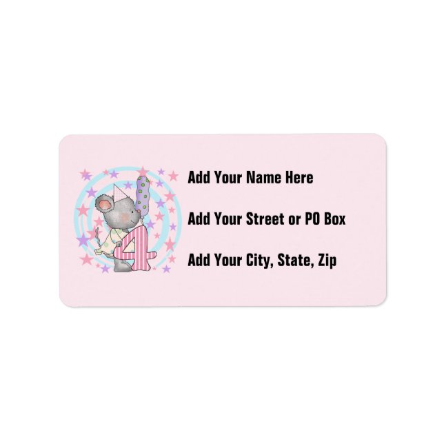 T-tröjor och presenter för 4e födelsedagen, mus adressetikett (Framsidan)