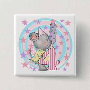 T-tröjor och presenter för 4e födelsedagen, mus knapp