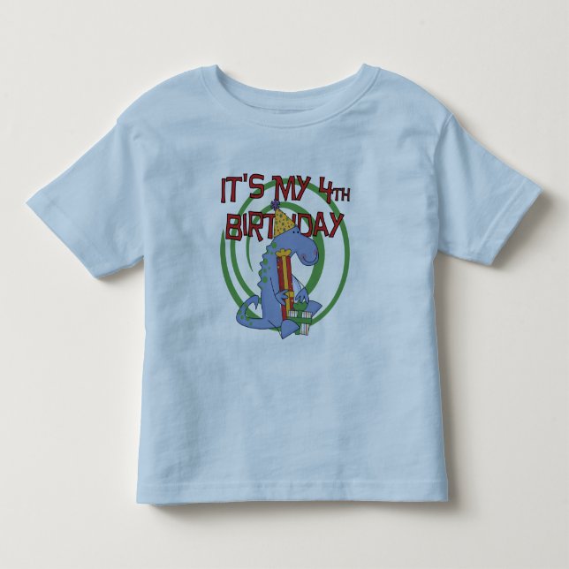 T-tröjor och presenter från Dinosaur 4e födelsedag T-shirt (Framsida)