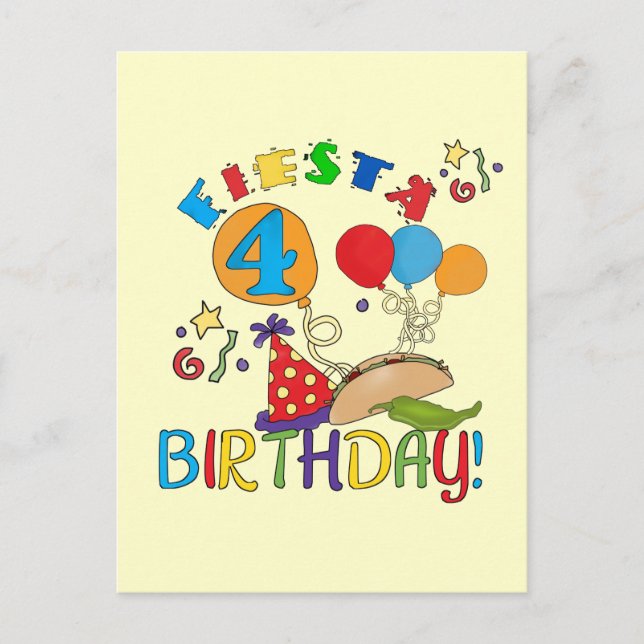 T-tröjor och presenter från Fiesta 4e födelsedagen Vykort (Framsida)