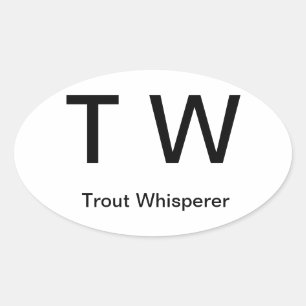 T W, Trout Whisperer Ovalt Klistermärke