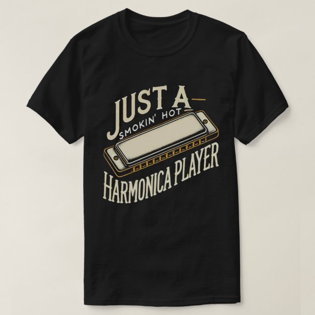 TA109-Harmonica Player T Shirt Jazz Blues Music Ts (Design framsida)