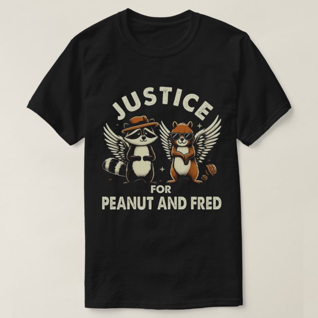TA41-Justice for Peanut & Fred Squirrel Raccoon T Shirt (Design framsida)