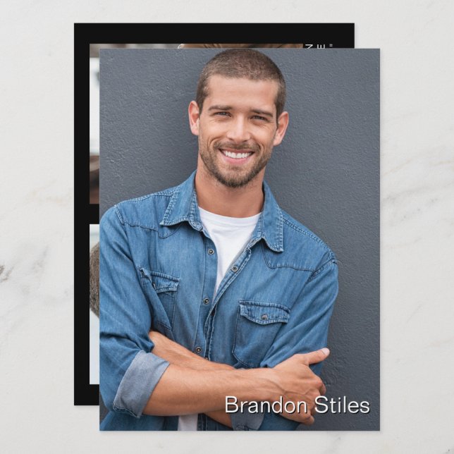 Ta 2 Hollywood Actor Talent Promo Comp Card Inbjudningar (Fram/baksida)