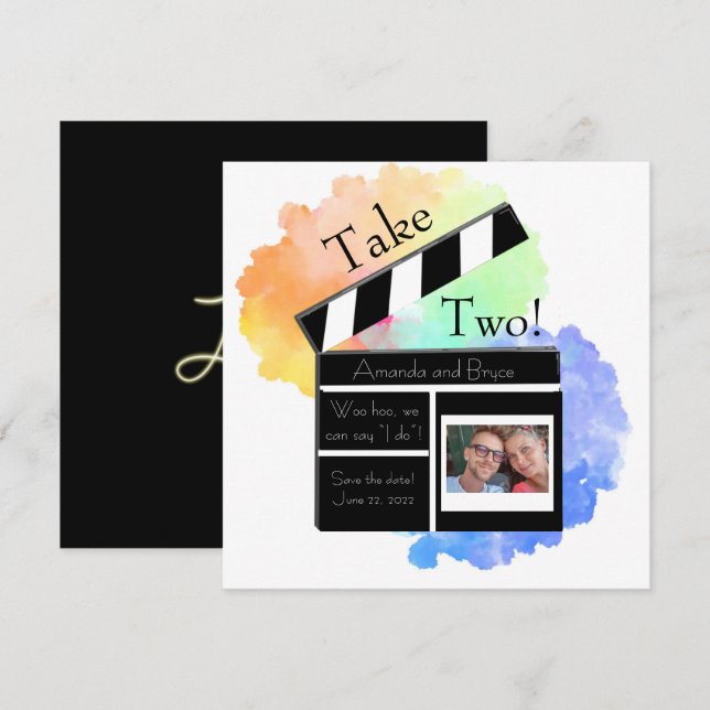 Ta 2 spara datum regnbågssky julkort (Fram/baksida)