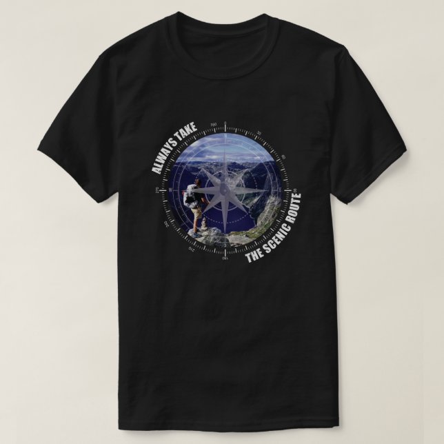Ta alltid den natursköna rutten Äventyrsälskare T Shirt (Design framsida)