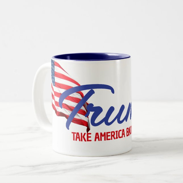 TA AMERIKAS BAKGRUNDSTEXT Två-Tonad MUGG (Framsida vänster)