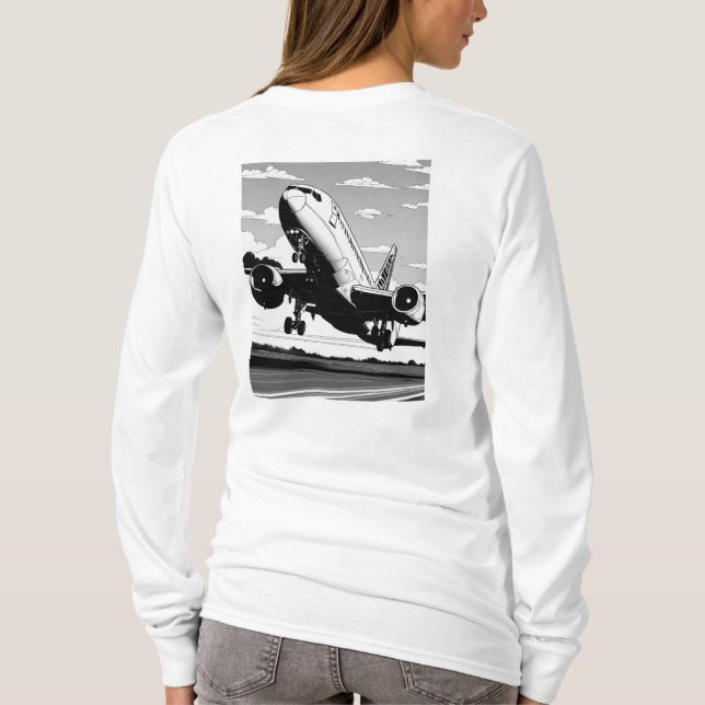 Ta av kvinnor T-Shirt med flygplanskonst (Baksida)