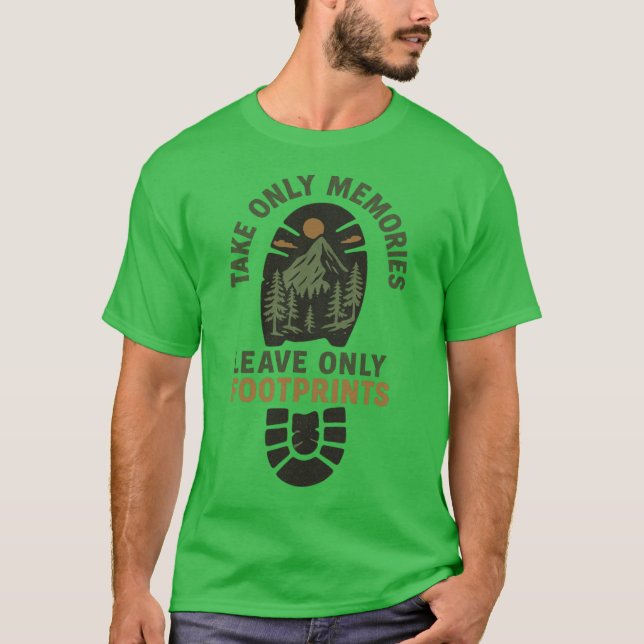 Ta bara med minnen Lämna bara fotspår Ekoturism T Shirt (Framsida)