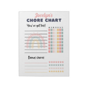 Ta bort Chore-diagram med namn boho-regnbåge Anteckningsblock
