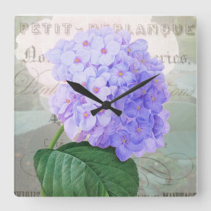 Ta bort Hydrangea Shabby-Franskens accentlås Fyrkantig Klocka