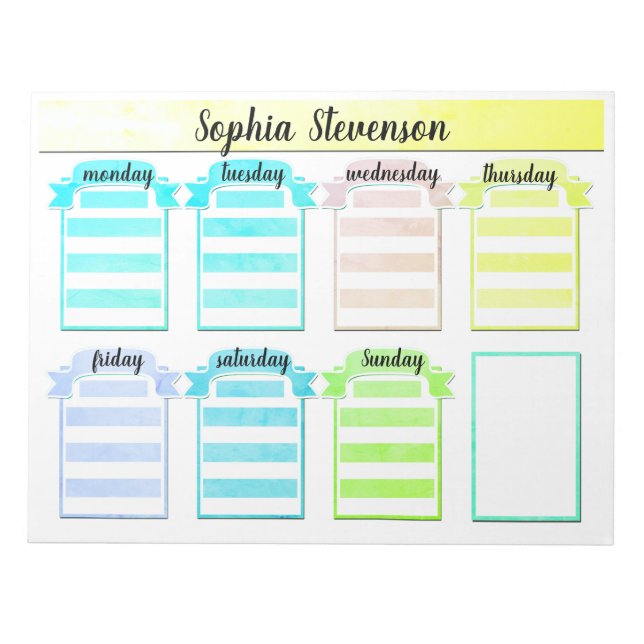 Ta bort kalendern, skapa dig själv, blå planerare anteckningsblock (Framsida)