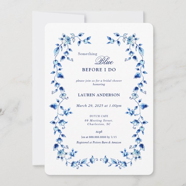 Ta bort något blått innan jag gör Möhippa Inbjudningar (Framsida)