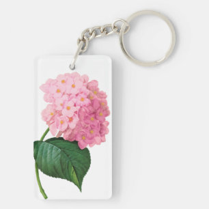 Ta bort Rosa Hydrangea Rectangle Keychain