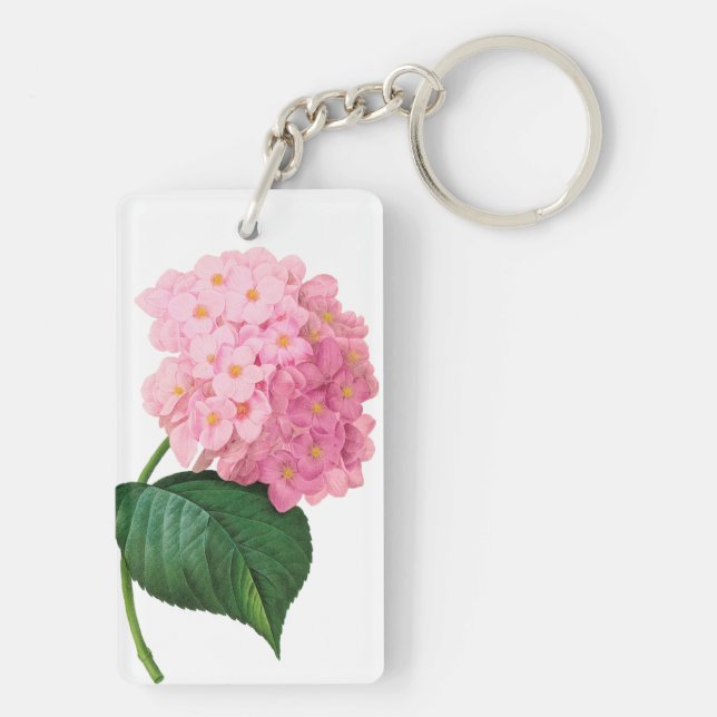 Ta bort Rosa Hydrangea Rectangle Keychain (Baksidan)