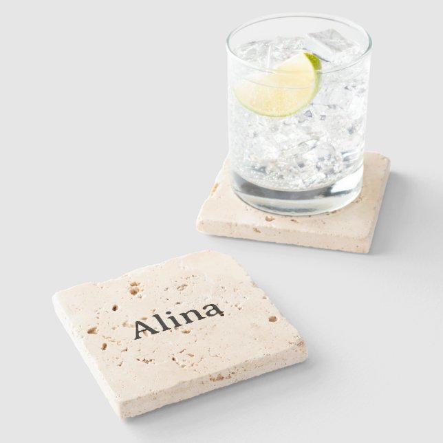 ta bort text lägg till egen design 4" x 4" Travert Stenunderlägg (Sidan)