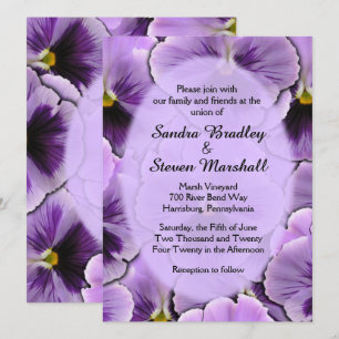 ta bortPurple Pansy-bröllopsinbjudan Inbjudningar
