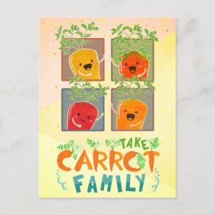 Ta Carrot-familjen Motiveringsoffert Pun Vykort