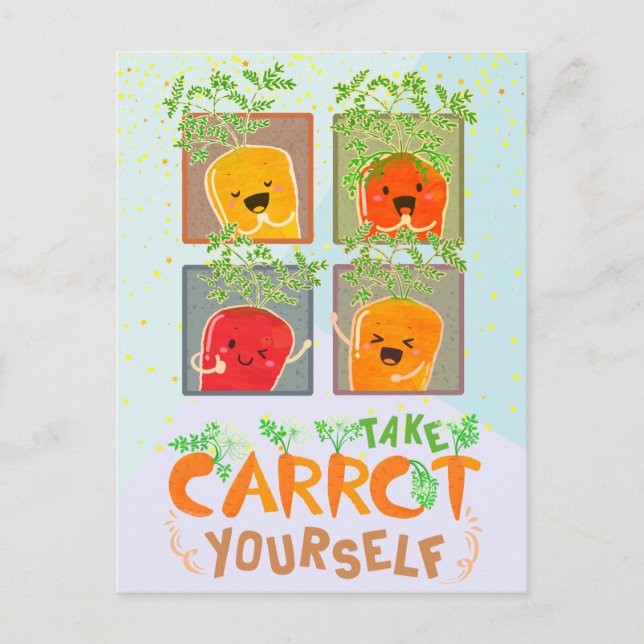 Ta Carrot Yourself | Motiveringsoffert Pun Vykort (Framsida)