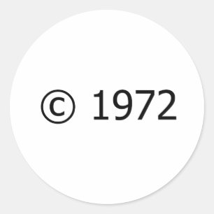 Ta copyrightt på 1972 runt klistermärke