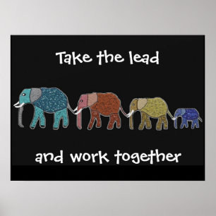 Ta de ledande Elephants Motivational Poster